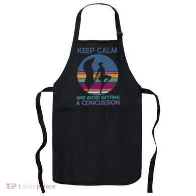 Keep Calm And Avoid Getting A Concussion Retro Color Guard Apron