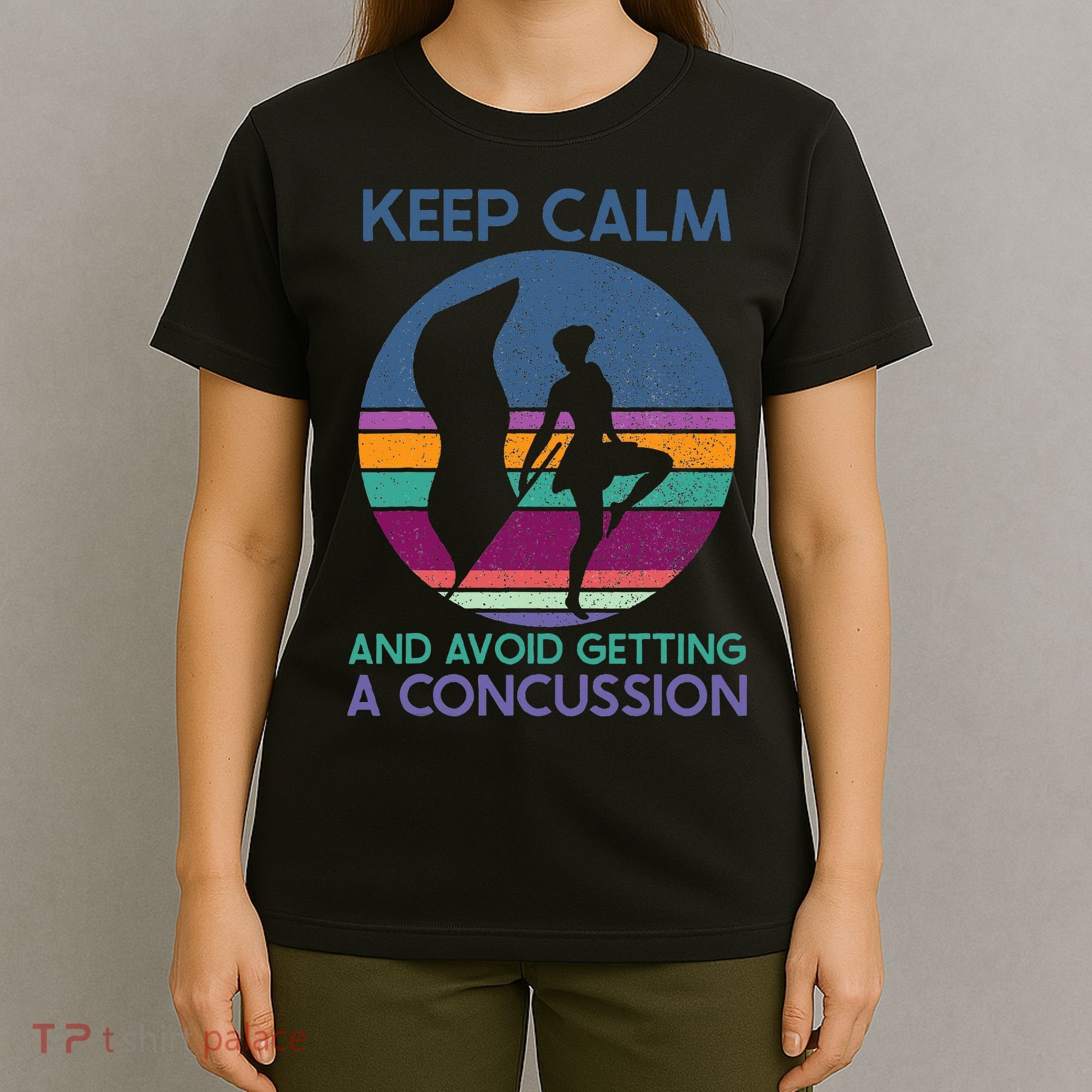 Keep Calm And Avoid Getting A Concussion Retro Color Guard T-Shirt