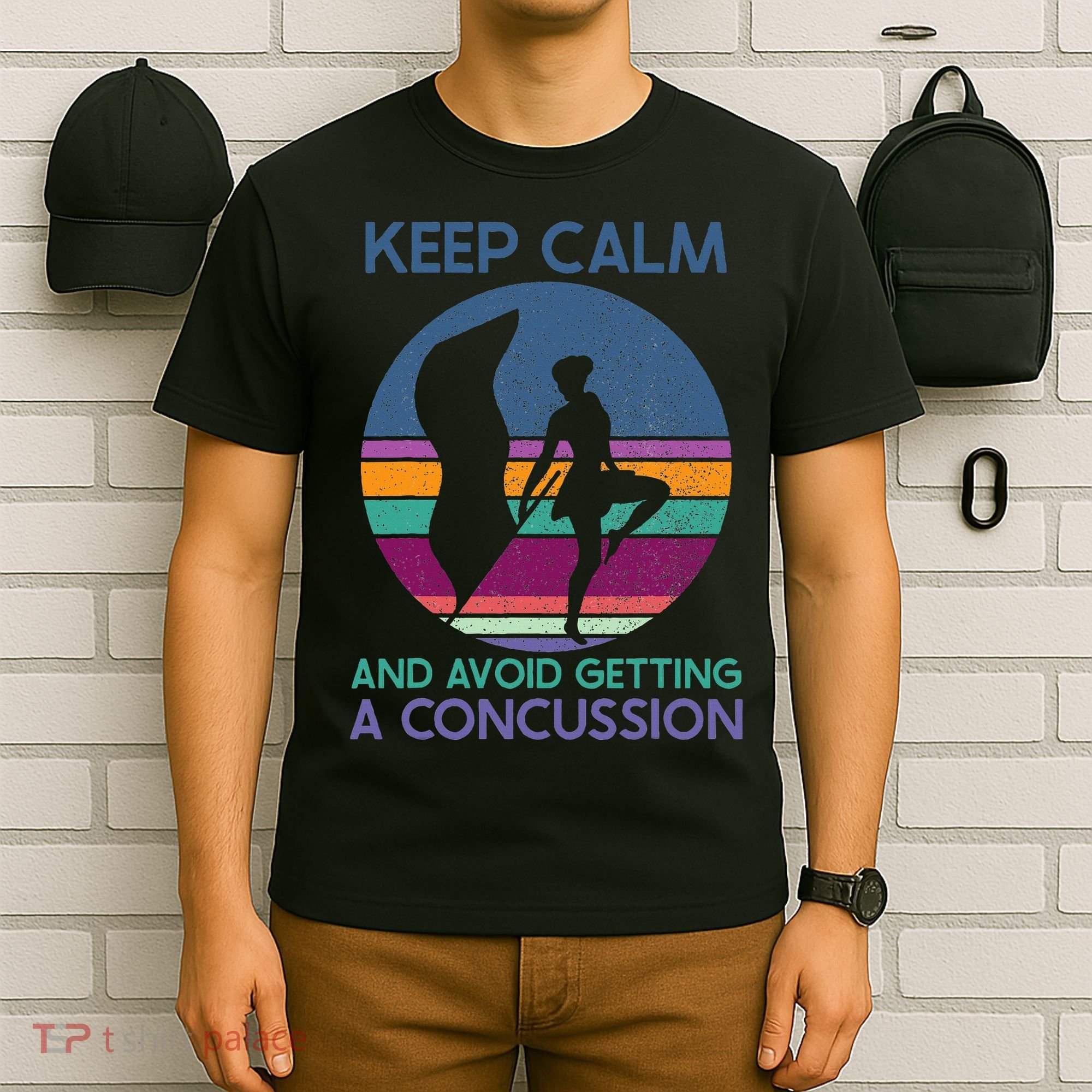 Keep Calm And Avoid Getting A Concussion Retro Color Guard T-Shirt