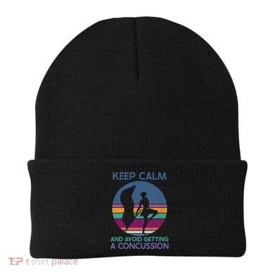 Keep Calm And Avoid Getting A Concussion Retro Color Guard Beanie