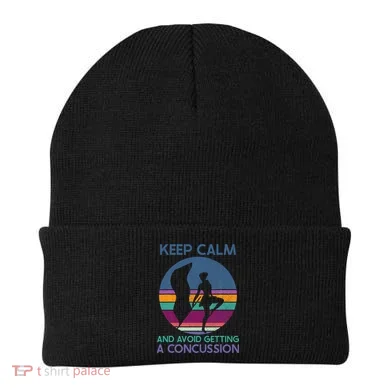 Keep Calm And Avoid Getting A Concussion Retro Color Guard Beanie