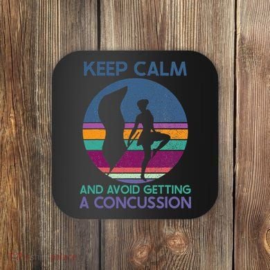 Keep Calm And Avoid Getting A Concussion Retro Color Guard Coaster