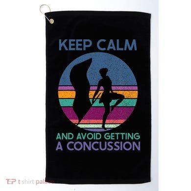 Keep Calm And Avoid Getting A Concussion Retro Color Guard Golf Towel