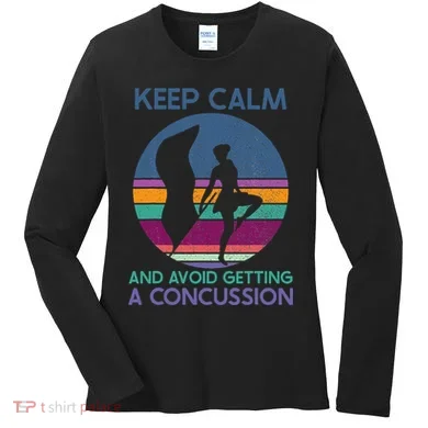 Keep Calm And Avoid Getting A Concussion Retro Color Guard Women's Long Sleeve Shirt