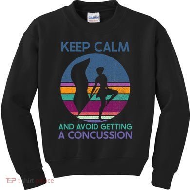Keep Calm And Avoid Getting A Concussion Retro Color Guard Kids Sweatshirt