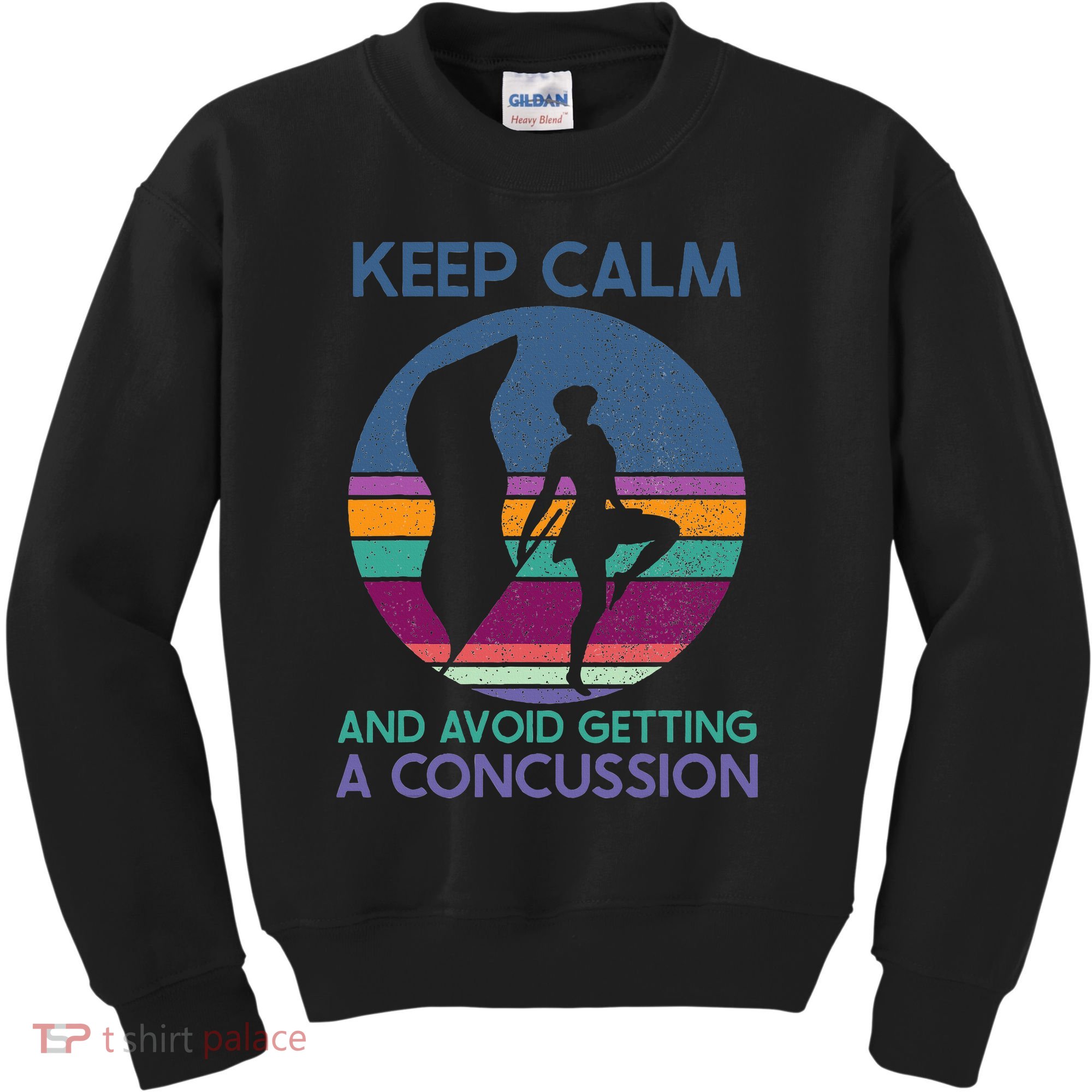Keep Calm And Avoid Getting A Concussion Retro Color Guard Kids Sweatshirt