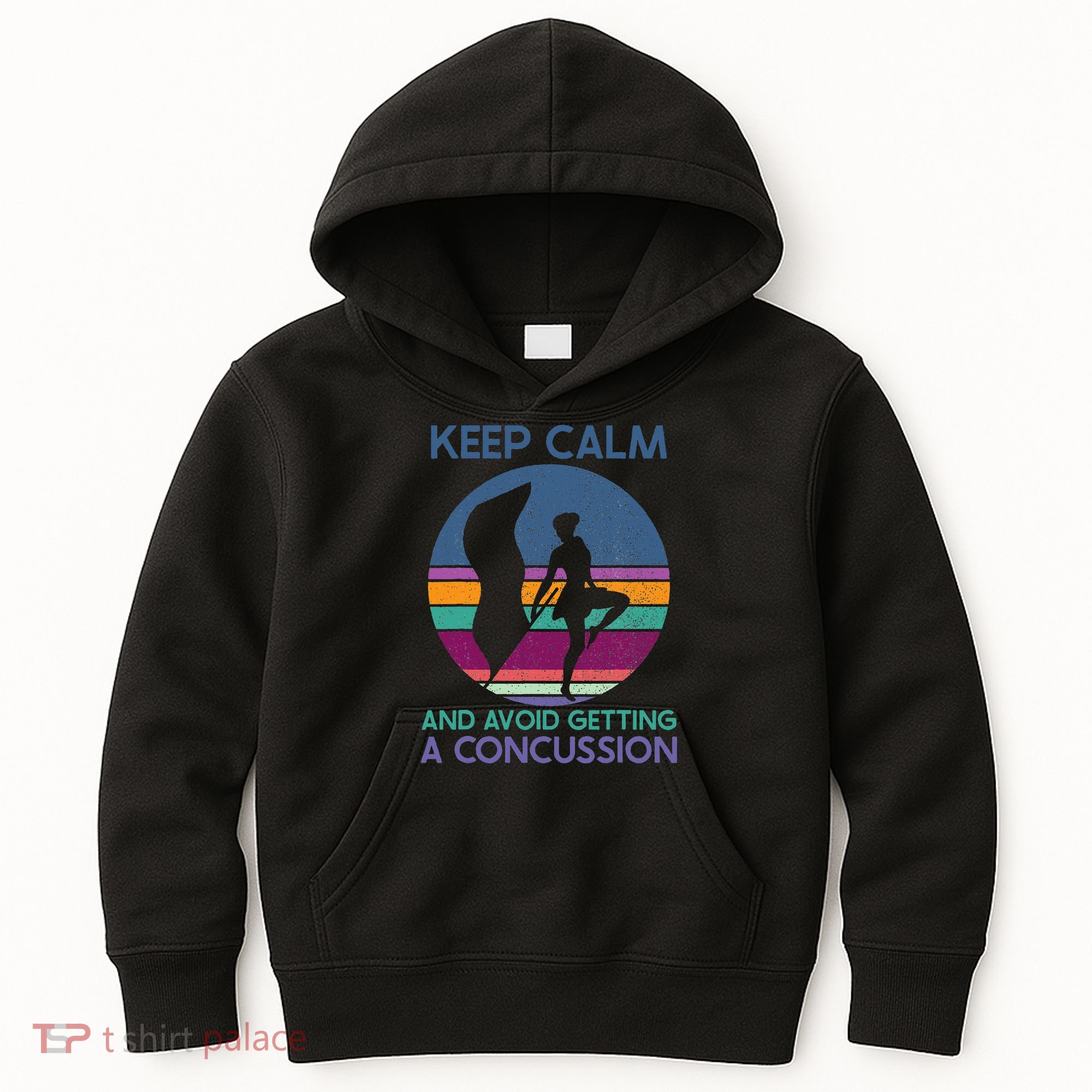 Keep Calm And Avoid Getting A Concussion Retro Color Guard Kids Hoodie