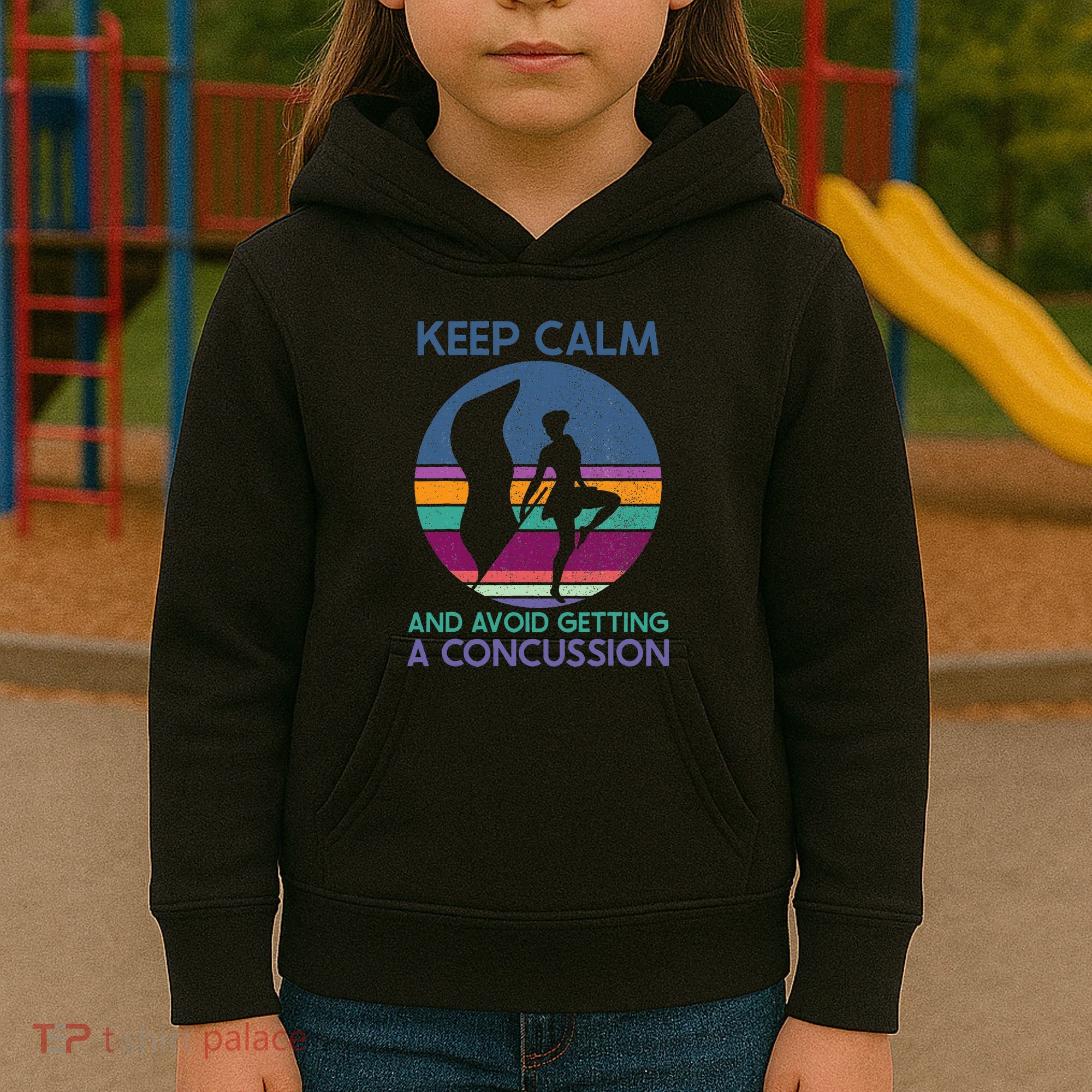 Keep Calm And Avoid Getting A Concussion Retro Color Guard Kids Hoodie