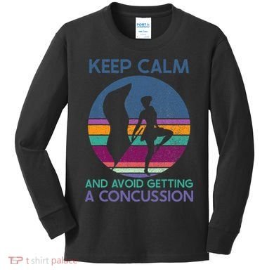 Keep Calm And Avoid Getting A Concussion Retro Color Guard Kids Long Sleeve Shirt