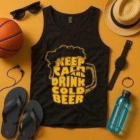 Keep Calm And Drink Cold Beer Tank Top thumb 4