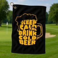 Keep Calm And Drink Cold Beer Golf Towel thumb 1