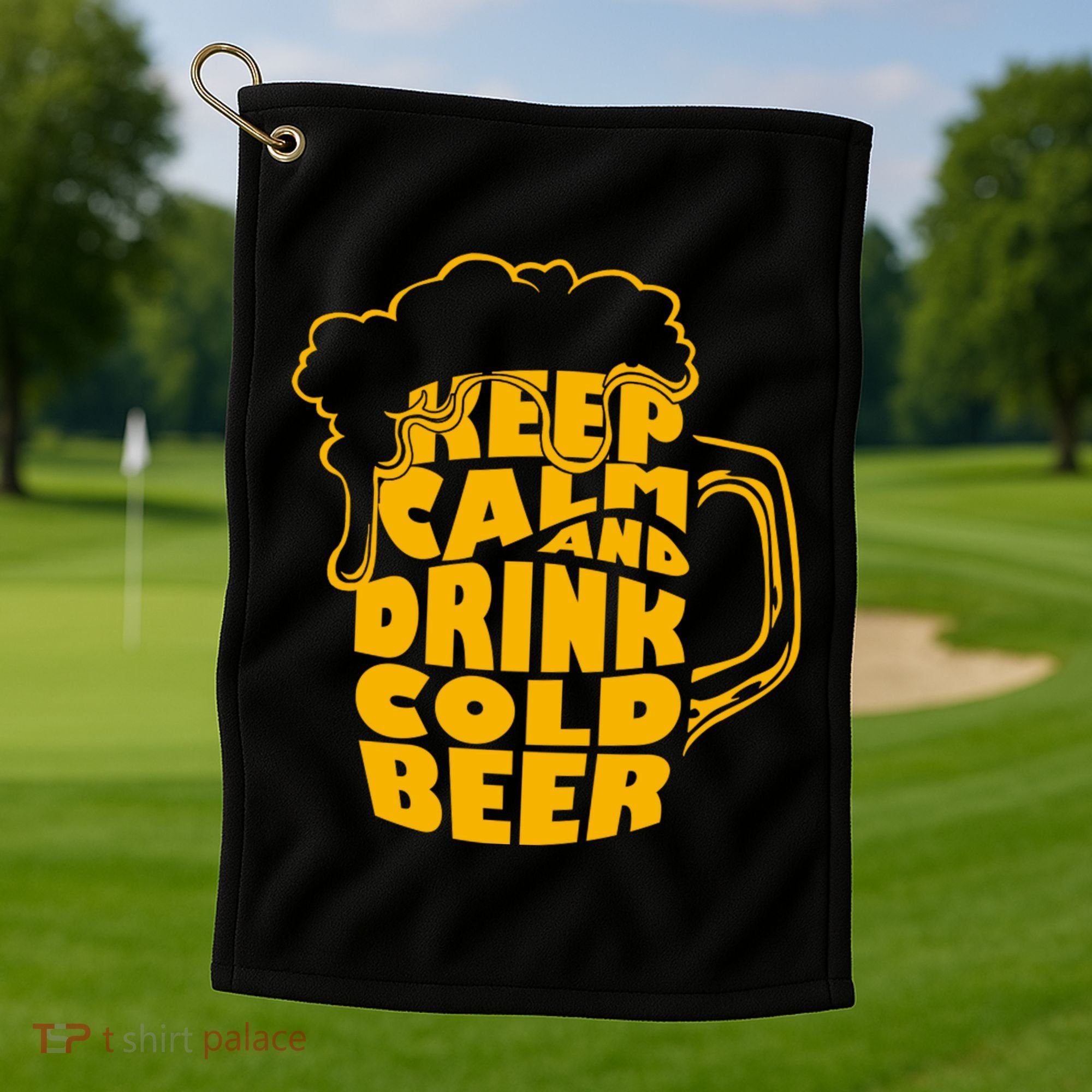 Keep Calm And Drink Cold Beer Golf Towel