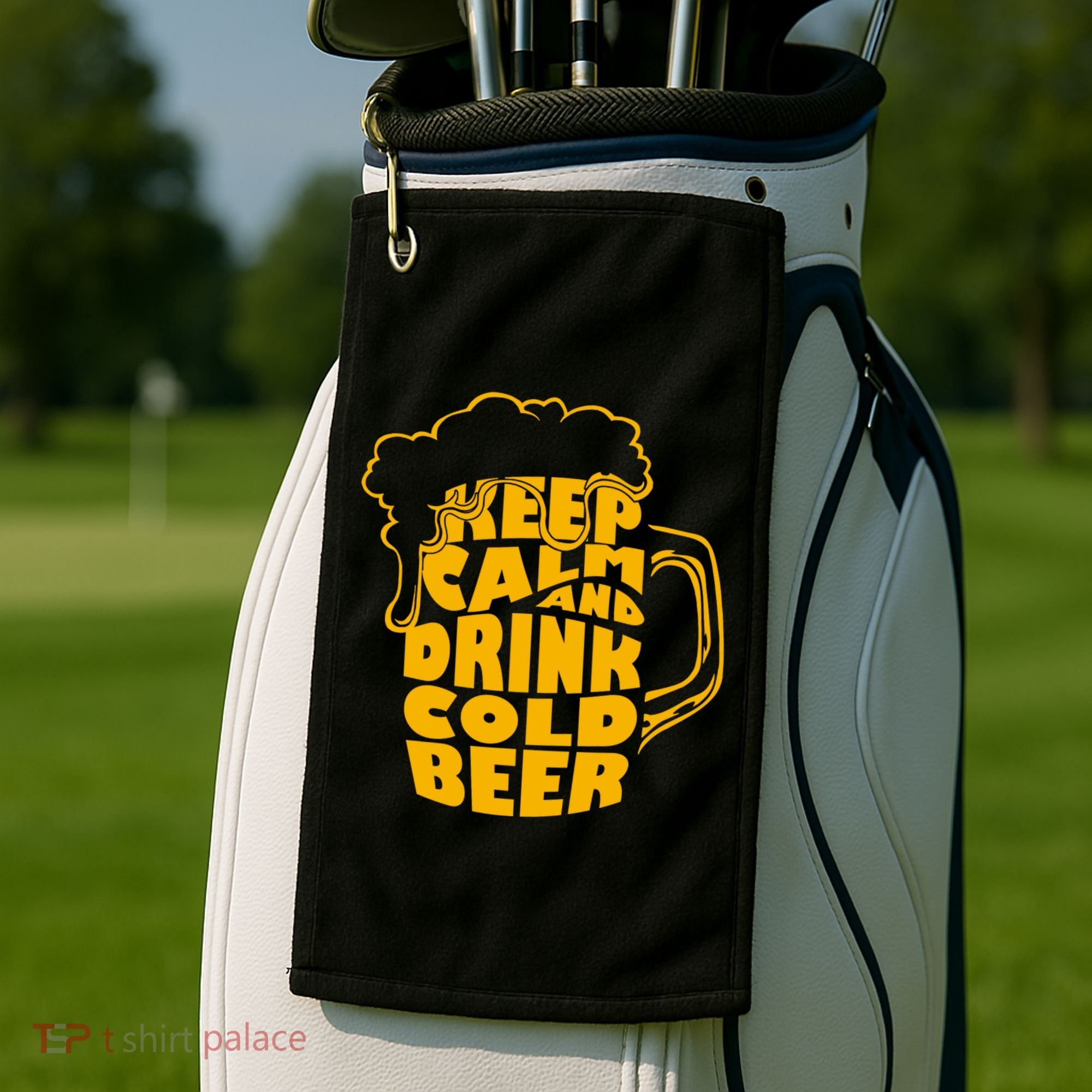 Keep Calm And Drink Cold Beer Golf Towel