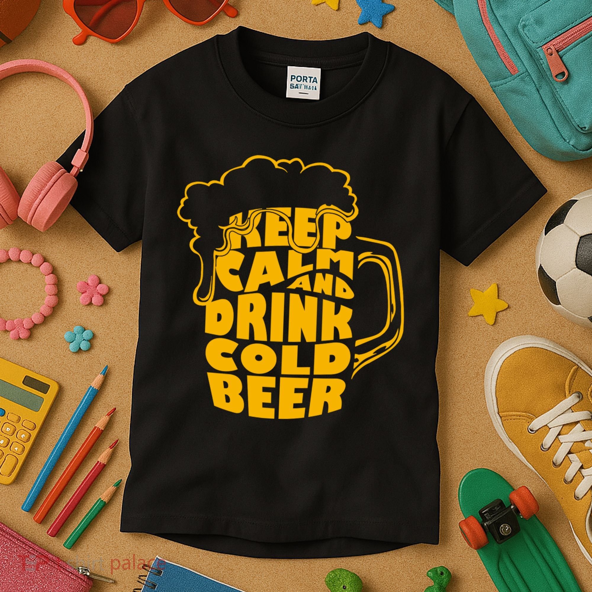 Keep Calm And Drink Cold Beer Kids T-Shirt