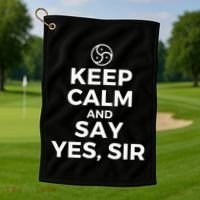 Keep Calm And Say Yes Sir Bdsm Kink Golf Towel thumb 1