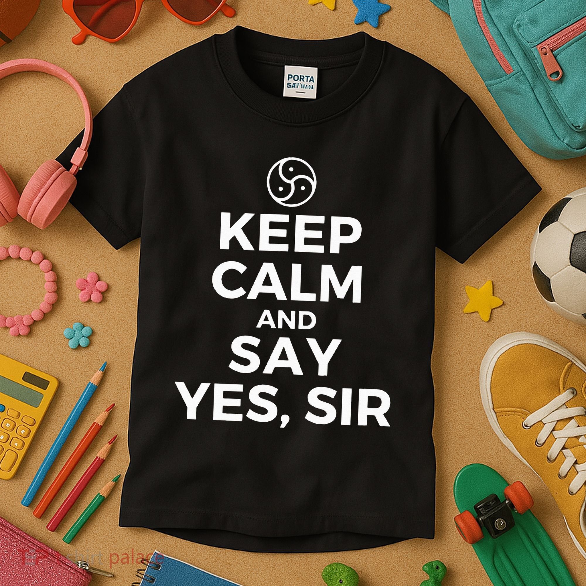 Keep Calm And Say Yes Sir Bdsm Kink Kids T-Shirt