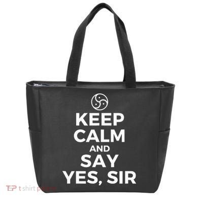 Keep Calm And Say Yes Sir Bdsm Kink Tote Bag