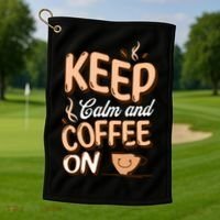 Keep Calm And Coffee On For Coffee Lovers Gift Golf Towel thumb 1