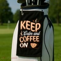 Keep Calm And Coffee On For Coffee Lovers Gift Golf Towel thumb 2