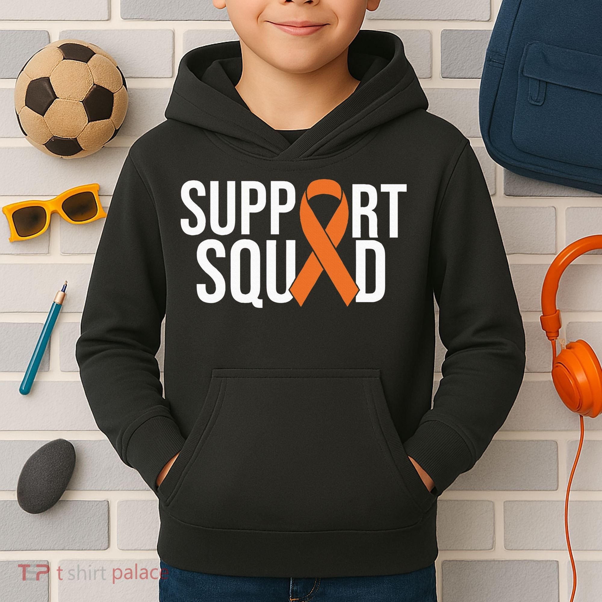 Kidney Cancer Awareness Orange Ribbon Kids Hoodie