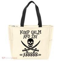 Keep Calm And Say Arrrr Talk Like A Pirate Day Tote Bag thumb 0