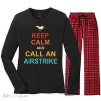Keep Calm And Call An Airstrike Women's Long Sleeve Flannel Pajama Set  thumb 0