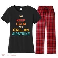 Keep Calm And Call An Airstrike Women's Flannel Pajama Set thumb 0