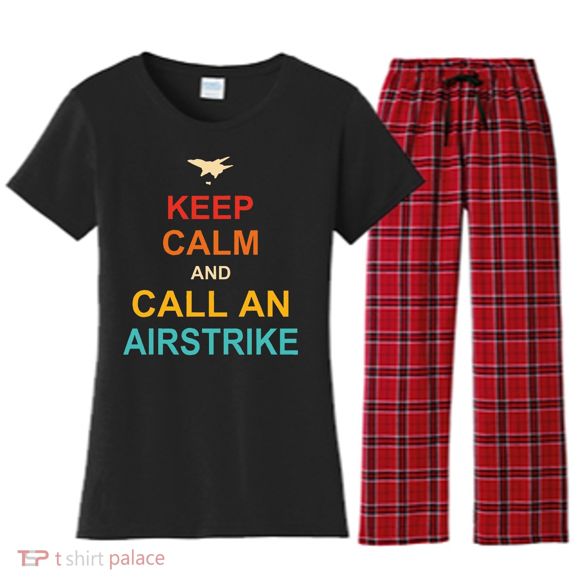 Keep Calm And Call An Airstrike Women's Flannel Pajama Set