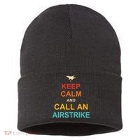Keep Calm And Call An Airstrike Sustainable Knit Beanie thumb 0