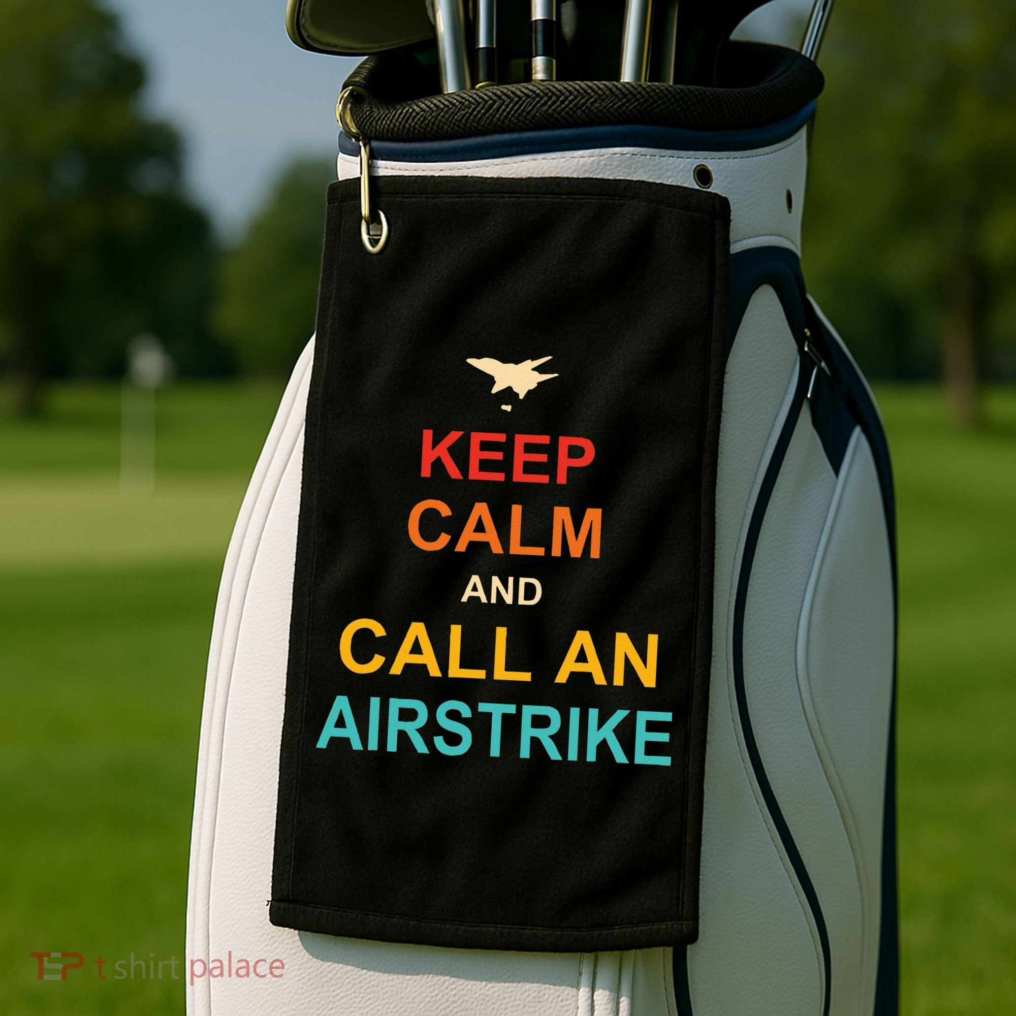 Keep Calm And Call An Airstrike Golf Towel