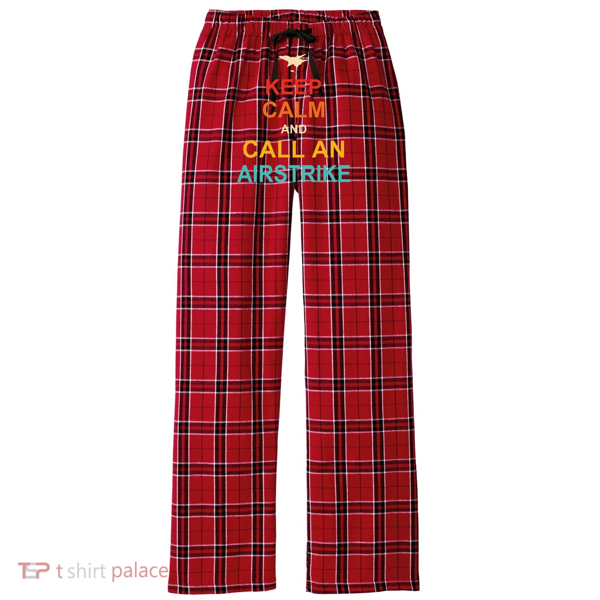 Keep Calm And Call An Airstrike Women's Flannel Plaid Pajama Pants