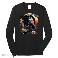 Kawaii Cat Anime Japanese Retro Funny Cat Long Sleeve Shirt thumb 0