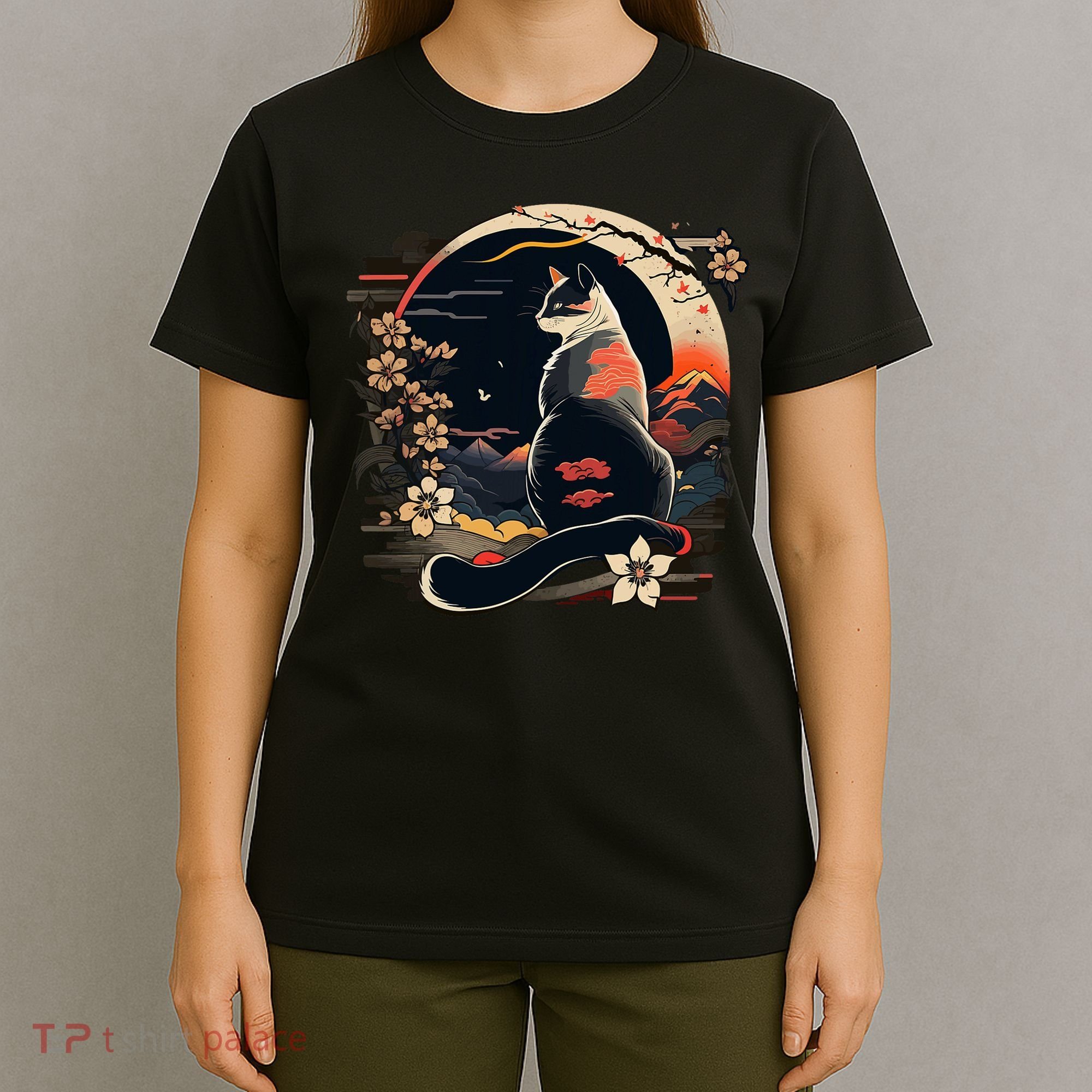 Kawaii Cat Anime Japanese Retro Funny Cat T-Shirt