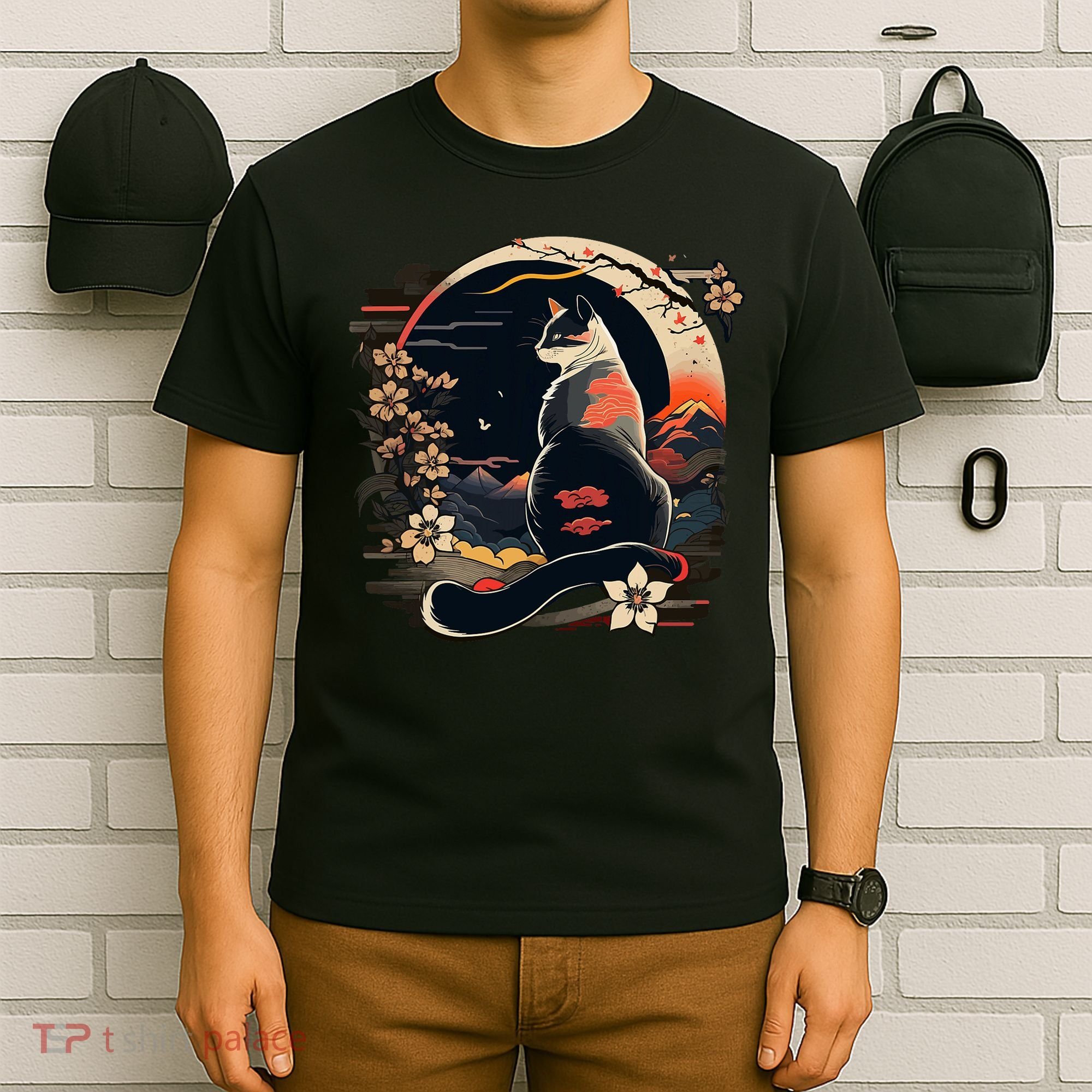 Kawaii Cat Anime Japanese Retro Funny Cat T-Shirt