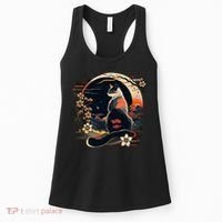 Kawaii Cat Anime Japanese Retro Funny Cat Women's Tank Top thumb 0