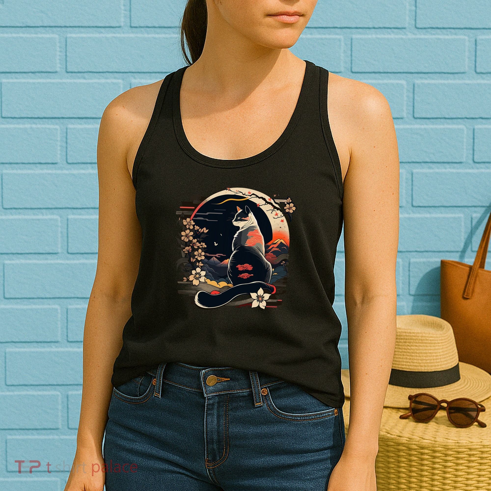 Kawaii Cat Anime Japanese Retro Funny Cat Women's Tank Top