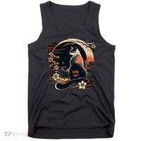 Kawaii Cat Anime Japanese Retro Funny Cat Tank Top thumb 0