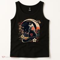 Kawaii Cat Anime Japanese Retro Funny Cat Tank Top thumb 2