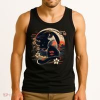 Kawaii Cat Anime Japanese Retro Funny Cat Tank Top thumb 3