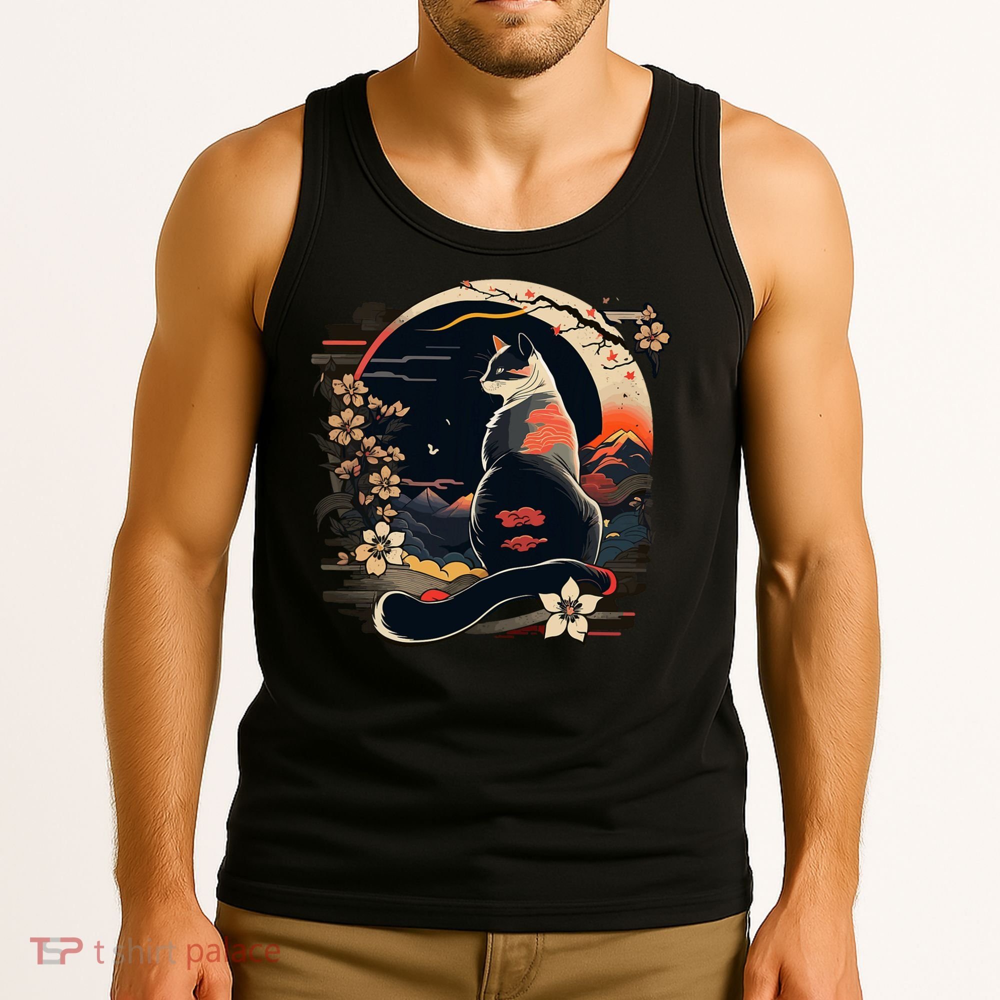 Kawaii Cat Anime Japanese Retro Funny Cat Tank Top