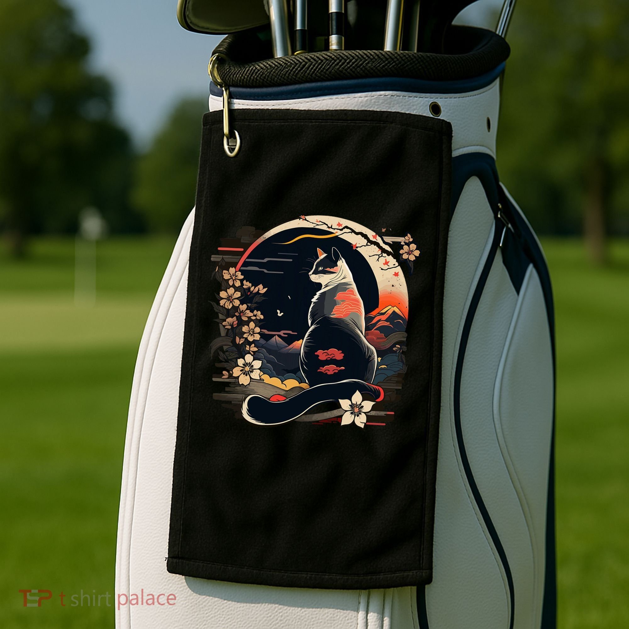 Kawaii Cat Anime Japanese Retro Funny Cat Golf Towel