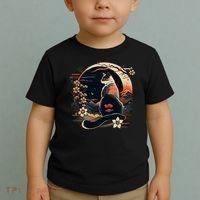 Kawaii Cat Anime Japanese Retro Funny Cat Toddler T-Shirt thumb 2