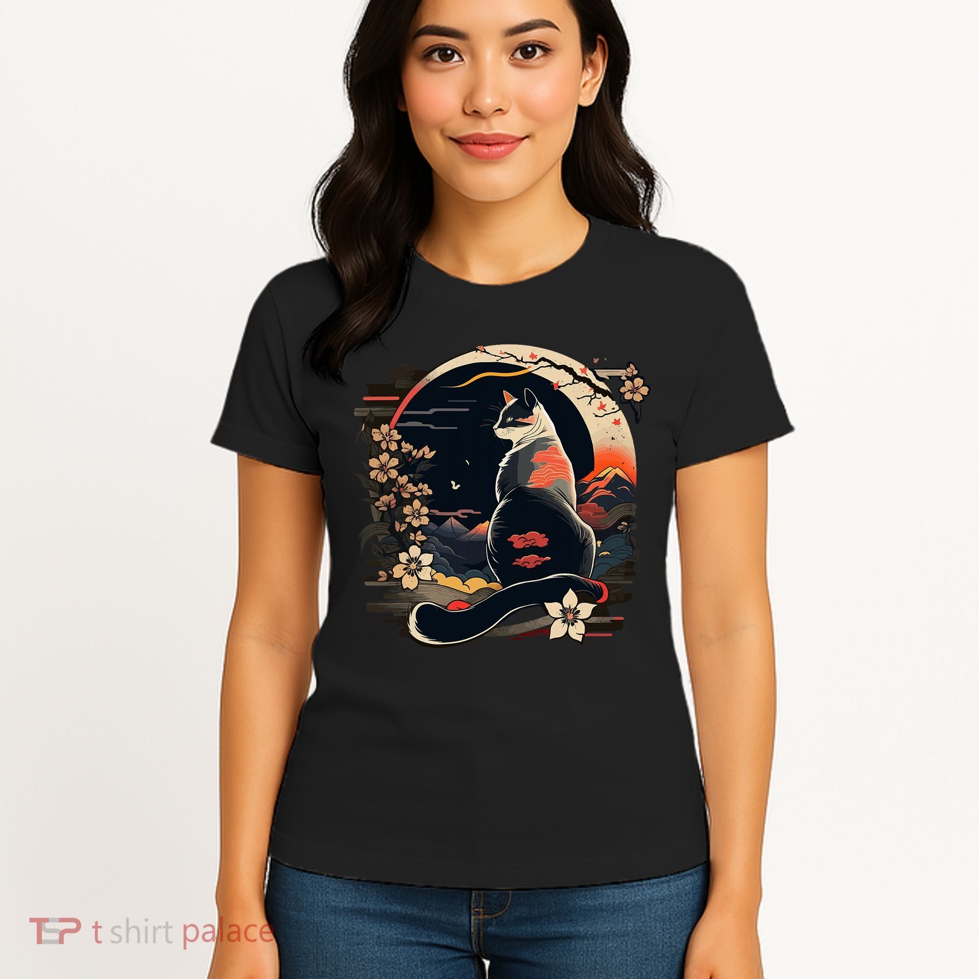 Kawaii Cat Anime Japanese Retro Funny Cat Women's T-Shirt