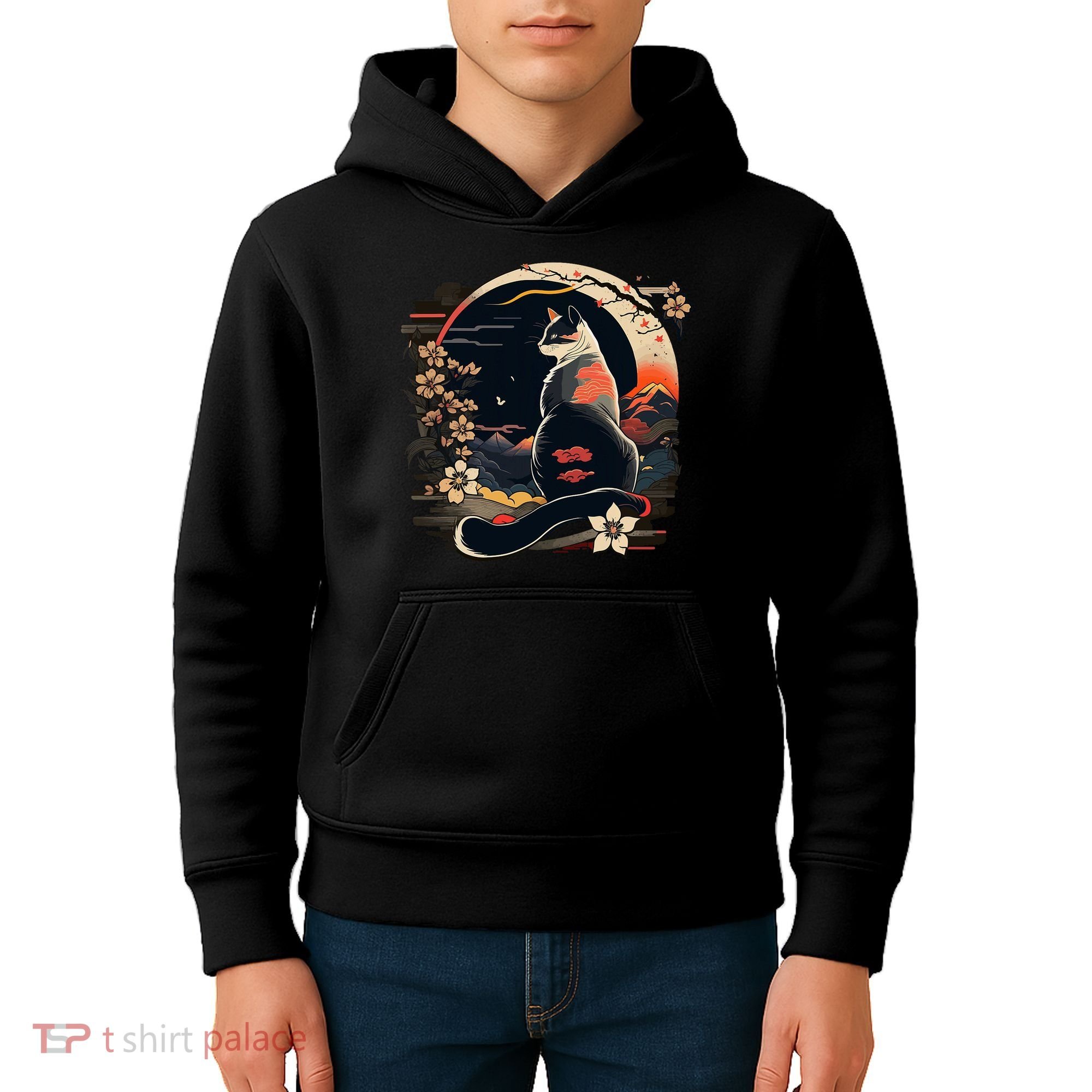 Kawaii Cat Anime Japanese Retro Funny Cat Kids Hoodie