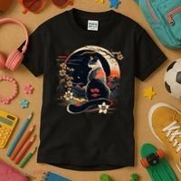 Kawaii Cat Anime Japanese Retro Funny Cat Kids T-Shirt thumb 3