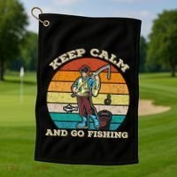 Keep Calm And Go Fishing Golf Towel thumb 1