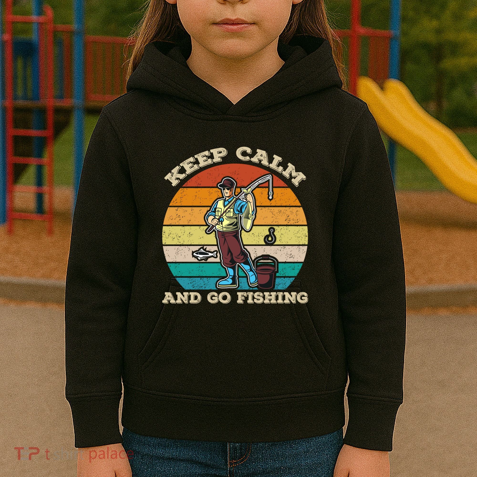 Keep Calm And Go Fishing Kids Hoodie