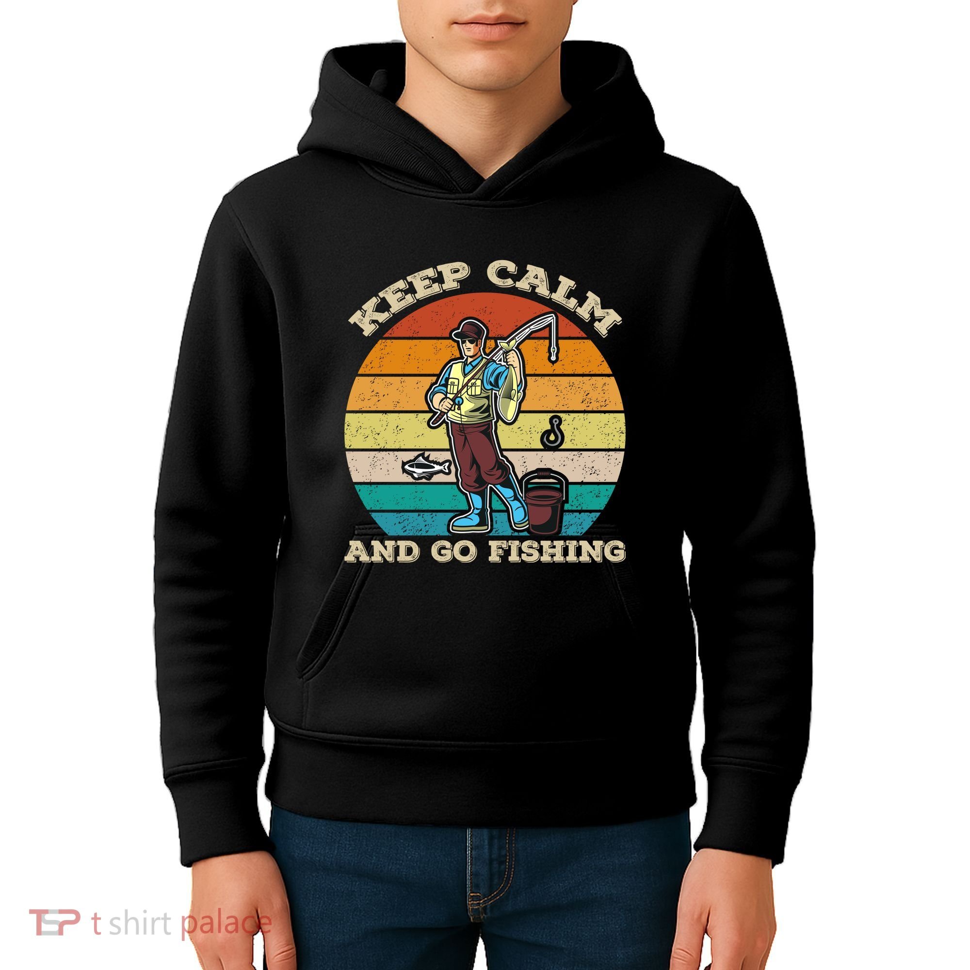Keep Calm And Go Fishing Kids Hoodie