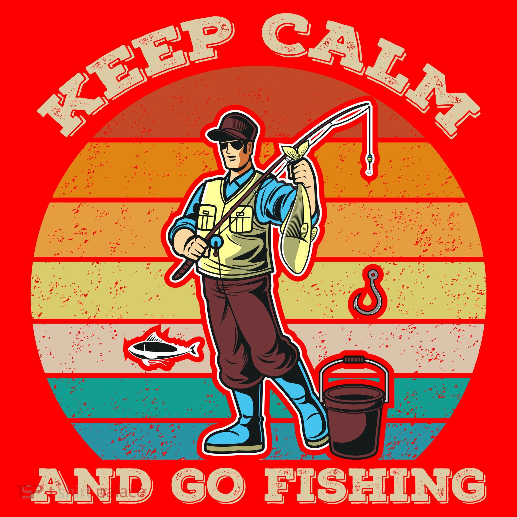 Keep Calm And Go Fishing Santa Hat