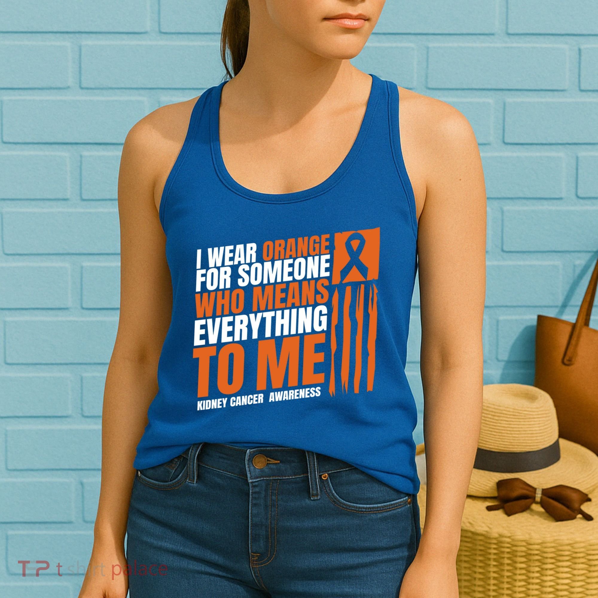 Kidney Cancer Awareness Month Messy Bun Mother Orange Ribbon Gift Women's Tank Top